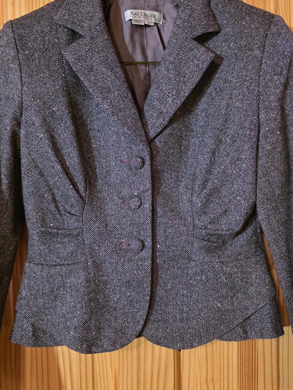 Kay Unger Charcoal Tweed Two-Piece Skirt Suit - Picture 7 of 16